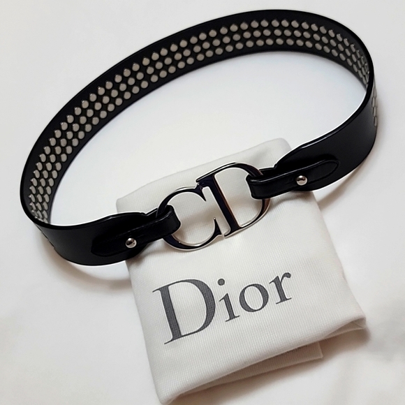 DIOR Authentic Belt black with silver studs - Picture 1 of 5